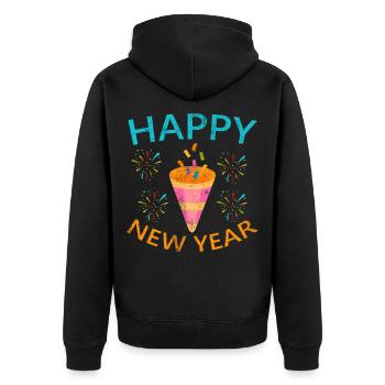 Neues Jahr Silvester Neujahr - Unisex Premium Bio Zip Hoodie - Schwarz - Hinten - Nico (187cm)