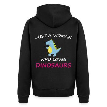 Dino - Unisex Premium Bio Zip Hoodie - Schwarz - Hinten - Nico (187cm)
