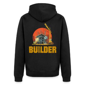 Bauarbeiter - Unisex Premium Bio Zip Hoodie - Schwarz - Hinten - Nico (187cm)
