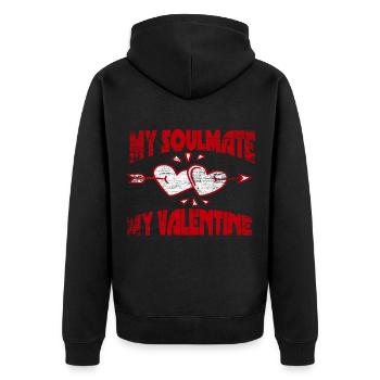 Valentinstag - Unisex Premium Bio Zip Hoodie - Schwarz - Hinten - Nico (187cm)