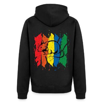 Maus - Unisex Premium Bio Zip Hoodie - Schwarz - Hinten - Nico (187cm)