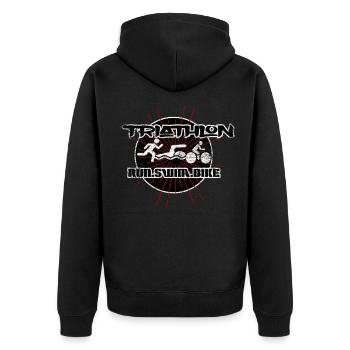 Triathlon - Unisex Premium Organic Zip Hoodie - black - Back - Nico (187cm)