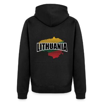 Litauen EU - Unisex Premium Bio Zip Hoodie - Schwarz - Hinten - Nico (187cm)