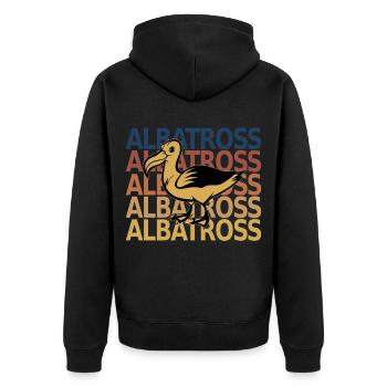 Albatross Seevogel Retro Vintage Schrift - Unisex Premium Bio Zip Hoodie - Schwarz - Hinten - Nico (187cm)