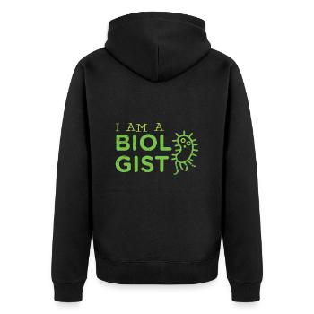 Biologie Biologe - Unisex Premium Bio Zip Hoodie - Schwarz - Hinten - Nico (187cm)