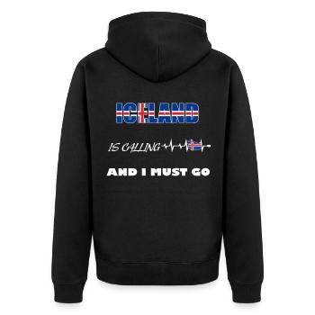 Island - Unisex Premium Bio Zip Hoodie - Schwarz - Hinten - Nico (187cm)