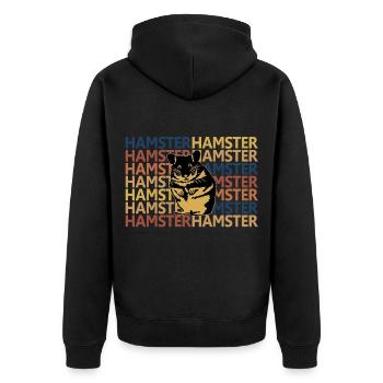 Hamster - Unisex Premium Bio Zip Hoodie - Schwarz - Hinten - Nico (187cm)