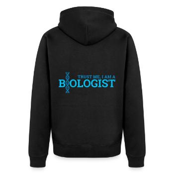 Biologie Biologe - Unisex Premium Bio Zip Hoodie - Schwarz - Hinten - Nico (187cm)