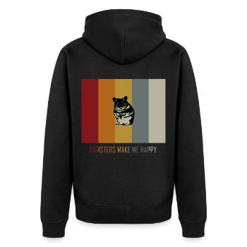 Hamster - Unisex Premium Bio Zip Hoodie - Schwarz - Hinten - Nico (187cm)