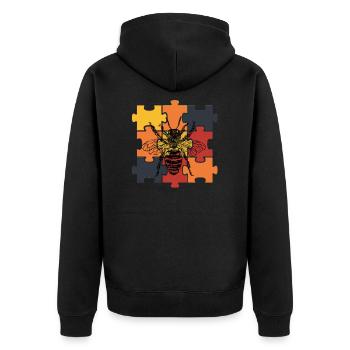 Biene - Unisex Premium Bio Zip Hoodie - Schwarz - Hinten - Nico (187cm)