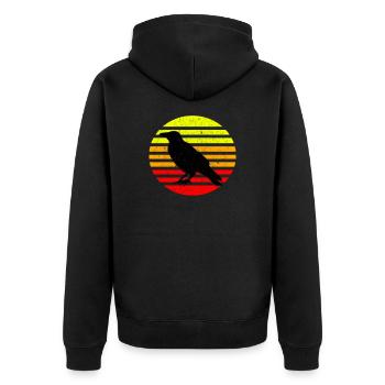Crow raven vintage retro sun - Unisex Premium Organic Zip Hoodie - black - Back - Nico (187cm)