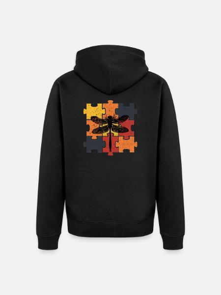 Libelle Retro Vintage - Unisex Premium Bio Zip Hoodie - Schwarz