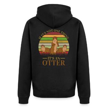 Otter Retro Vintage lustige niedlichen Tiere Tier - Unisex Premium Bio Zip Hoodie - Schwarz - Hinten - Nico (187cm)