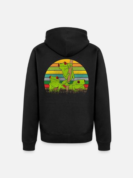 Retro frogs frog - Unisex Premium Organic Zip Hoodie - black