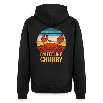Retro crayfish cancer crab lobster crabs - Unisex Premium Organic Zip Hoodie - black - Back - Nico (187cm)