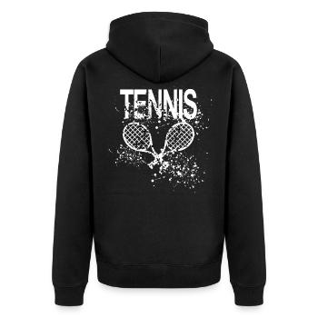 Tennis - Unisex Premium Bio Zip Hoodie - Schwarz - Hinten - Nico (187cm)