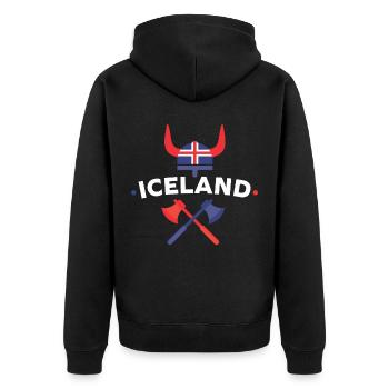 Island - Unisex Premium Bio Zip Hoodie - Schwarz - Hinten - Nico (187cm)
