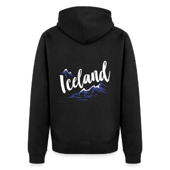Iceland - Unisex Premium Organic Zip Hoodie - black - Back - Nico (187cm)