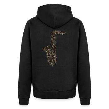 Saxofon Saxophone Orchester Orchestra Musiker - Unisex Premium Bio Zip Hoodie - Schwarz - Hinten - Nico (187cm)