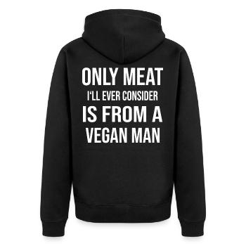 Veganer Veganerin Vegan - Unisex Premium Bio Zip Hoodie - Schwarz - Hinten - Nico (187cm)