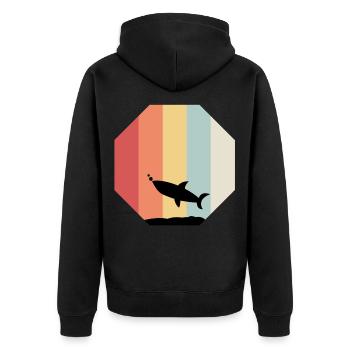 Hai Haifisch - Unisex Premium Bio Zip Hoodie - Schwarz - Hinten - Nico (187cm)