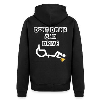 Wheelchair user - Unisex Premium Organic Zip Hoodie - black - Back - Nico (187cm)