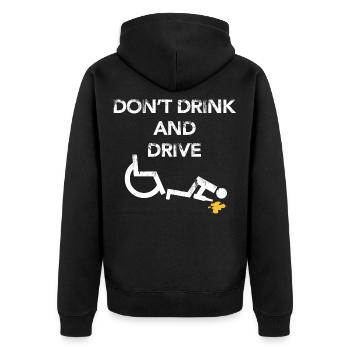 Wheelchair user - Unisex Premium Organic Zip Hoodie - black - Back - Nico (187cm)