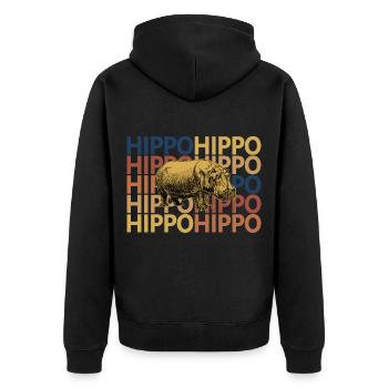 Nilpferd Retro Vintage - Unisex Premium Bio Zip Hoodie - Schwarz - Hinten - Nico (187cm)