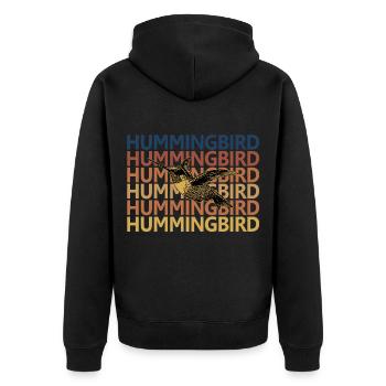 Kolibri Retro Vintage - Unisex Premium Bio Zip Hoodie - Schwarz - Hinten - Nico (187cm)