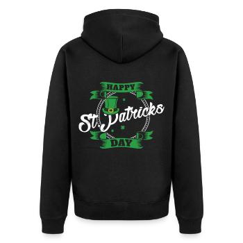 St. Patrick's Day - Unisex Premium Organic Zip Hoodie - black - Back - Nico (187cm)