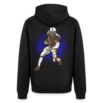 American football - Unisex Premium Bio Zip Hoodie - Schwarz - Hinten - Nico (187cm)