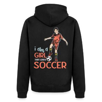 Soccer girl - Veste à capuche bio Premium Unisexe - noir - Dos - Nico (187cm)