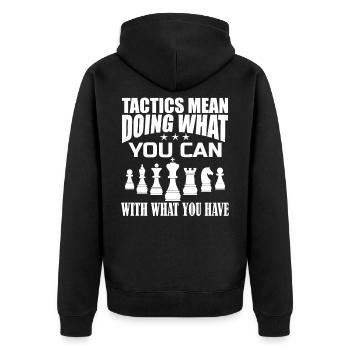 Chess - Unisex Premium Organic Zip Hoodie - black - Back - Nico (187cm)