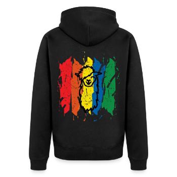 Alpaka Lama - Unisex Premium Bio Zip Hoodie - Schwarz - Hinten - Nico (187cm)