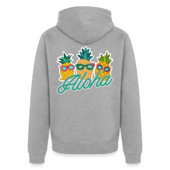 Hawaï - Veste à capuche bio Premium Unisexe - gris chiné - Dos - Nico (187cm)