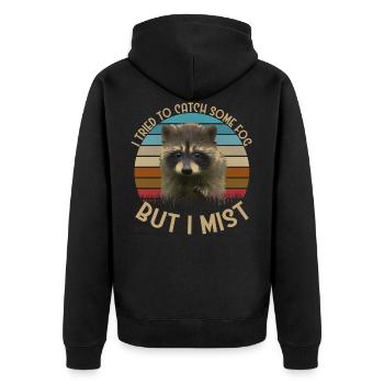 Raccoon Retro Vintage Funny Animals Animal Lovers - Unisex Premium Organic Zip Hoodie - black - Back - Nico (187cm)
