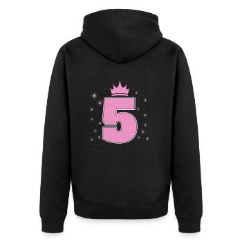 Geburtstag 5 Jahre Mädchen mit Krone in Rosa - Unisex Premium Bio Zip Hoodie - Schwarz - Hinten - Nico (187cm)