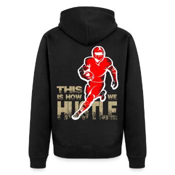 American Football - Unisex Premium Bio Zip Hoodie - Schwarz - Hinten - Nico (187cm)