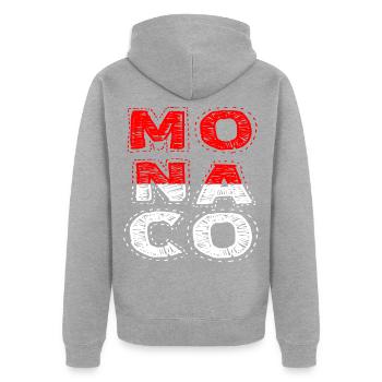 monaco - Unisex Premium Bio Zip Hoodie - Grau meliert - Hinten - Nico (187cm)