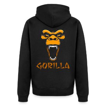 Gorilla - Unisex Premium Bio Zip Hoodie - Schwarz - Hinten - Nico (187cm)