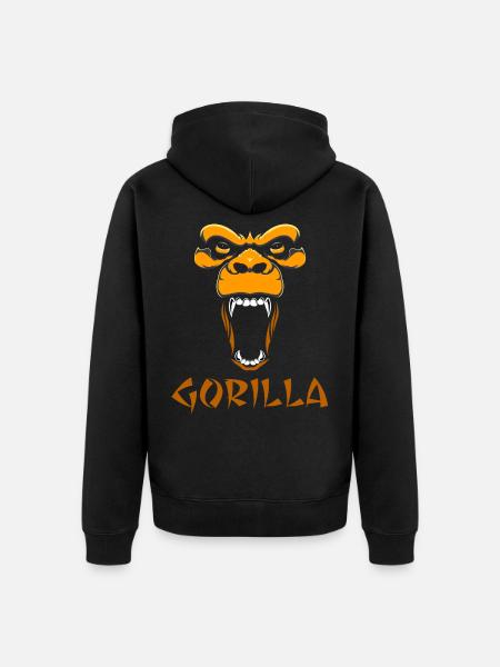 Gorilla - Unisex Premium Bio Zip Hoodie - Schwarz