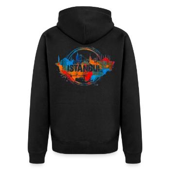 Istanbul Color - Unisex Premium Organic Zip Hoodie - black - Back - Nico (187cm)