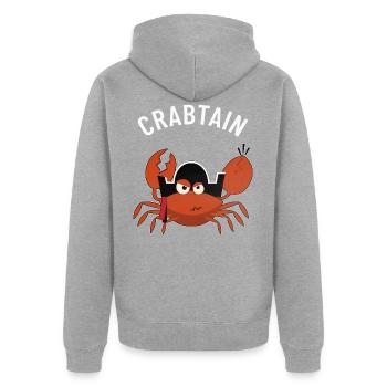 Krabbe Captain Krebs Krebstier Seefahrer Kapitän - Unisex Premium Bio Zip Hoodie - Grau meliert - Hinten - Nico (187cm)