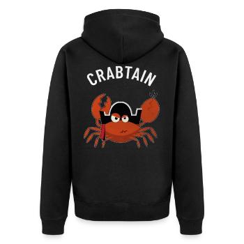 Crab Captain Crustacean Seafarer Captain - Unisex Premium Organic Zip Hoodie - black - Back - Nico (187cm)