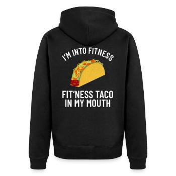 Fitness Taco Tacos - Unisex Premium Bio Zip Hoodie - Schwarz - Hinten - Nico (187cm)
