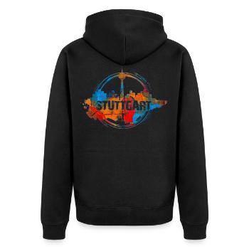 Stuttgart Color - Unisex Premium Organic Zip Hoodie - black - Back - Nico (187cm)