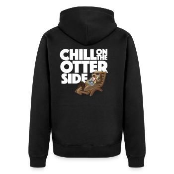 Otter Geschenk für Frauen, Männer und Kinder - Unisex Premium Bio Zip Hoodie - Schwarz - Hinten - Nico (187cm)
