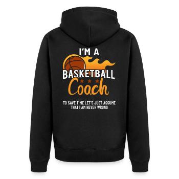 Basketball Coach - Unisex Premium Bio Zip Hoodie - Schwarz - Hinten - Nico (187cm)