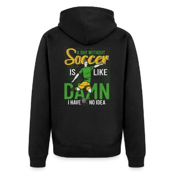Fussball Fussballverein - Unisex Premium Bio Zip Hoodie - Schwarz - Hinten - Nico (187cm)
