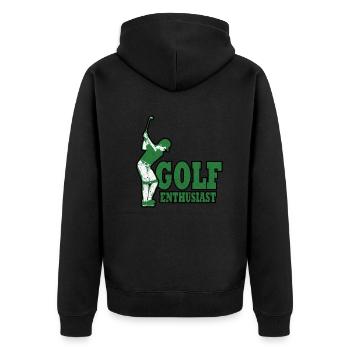 Golf - Golfen - Golfer - Unisex Premium Bio Zip Hoodie - Schwarz - Hinten - Nico (187cm)